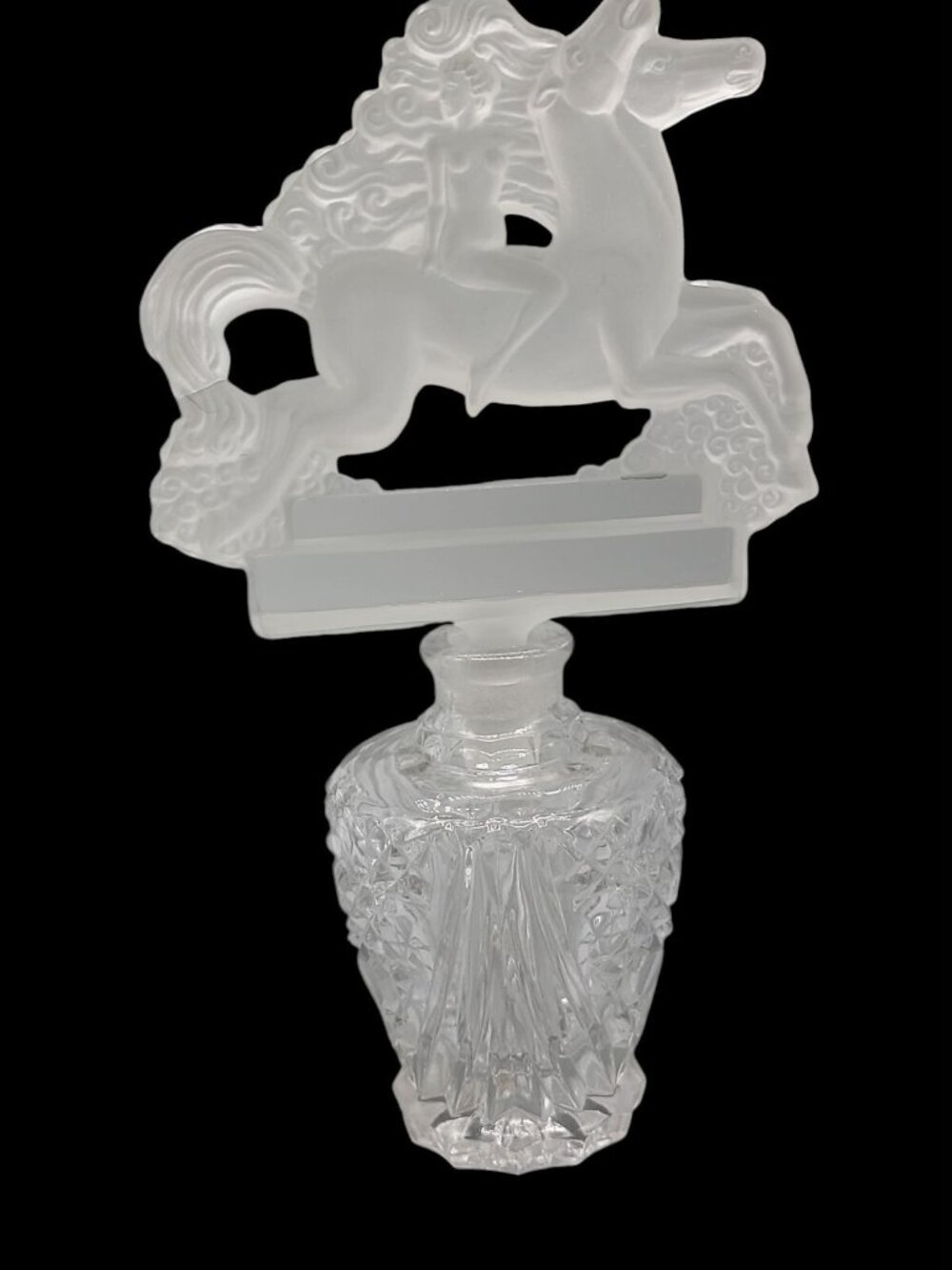 Lady Godiva Crystal Perfume Bottle Czechoslovakia Nude Horseback Stopper 1930s - Picture 6 of 16